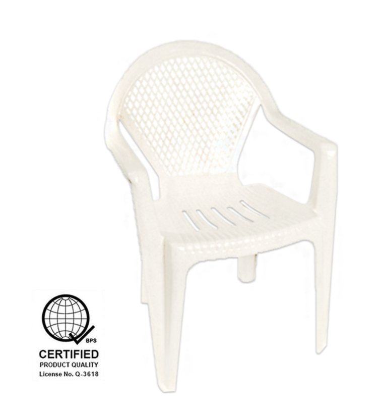 Monoblock chair with online armrest